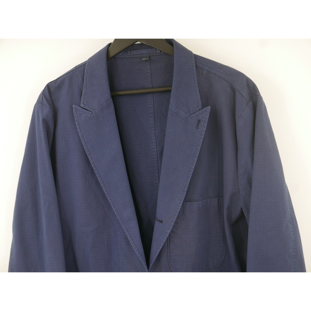 J Crew Blazer Sport Coat Blue Cotton Unstructured Patch Pockets Men's 44R